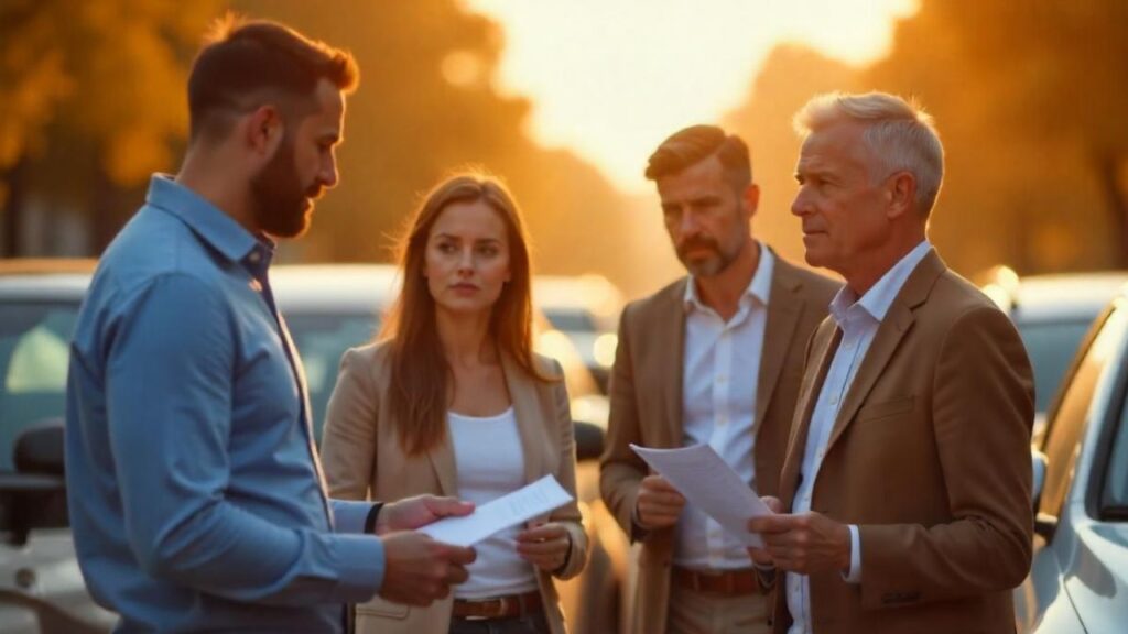 Cuatro personas discutiendo en relación a quien puede unirse a la reclamación colectiva puretech legal