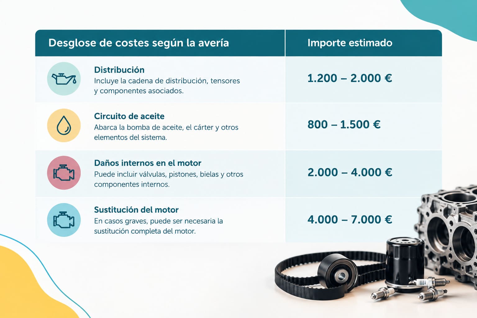 ¿Cuánto cuesta reparar un motor Puretech averíado? tabla desglose con costes según avería.